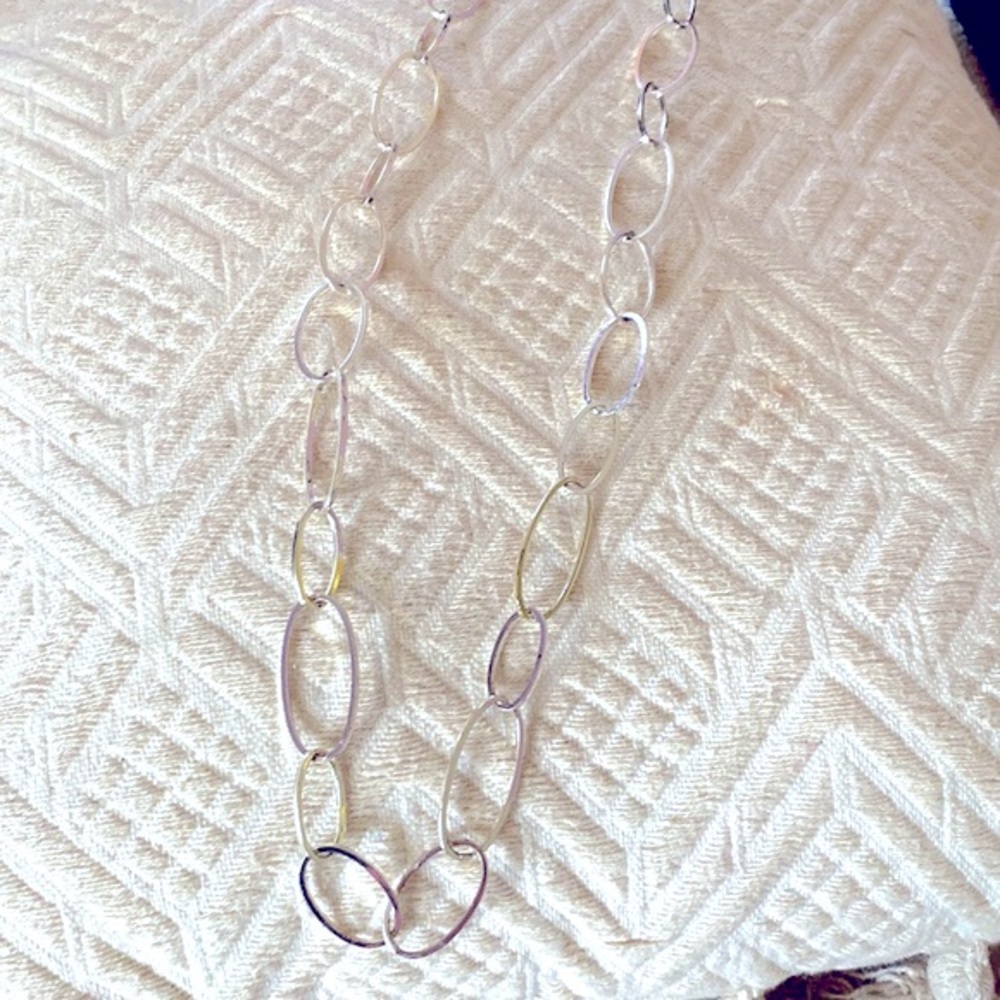 Silver Chain Link Toggle Closure Necklace - image 2